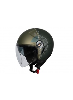 Casco de moto Jet urbano con gafa de sol Origine Alpha Upndown Green Matt E2206
